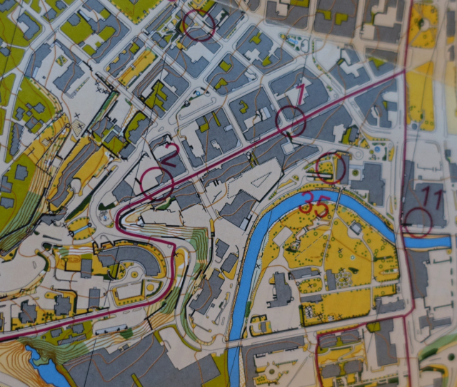 Kart fra stolpejakten i Gjøvik sentrum