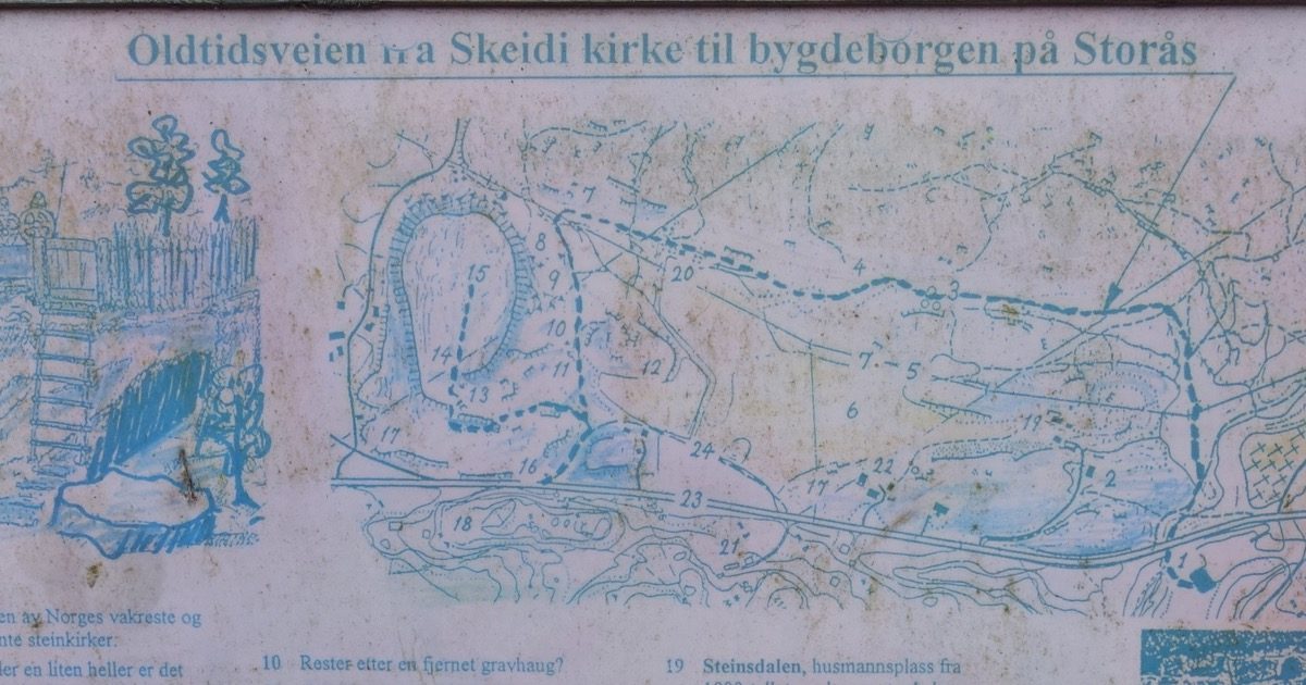 Kart over oldtidsveien i Bamle