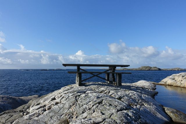 Vakker utsikt på spiseplassen på Flekkerøya